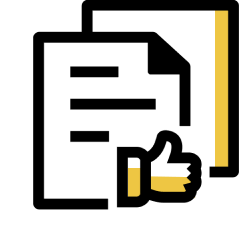 documents and thumbs up icon