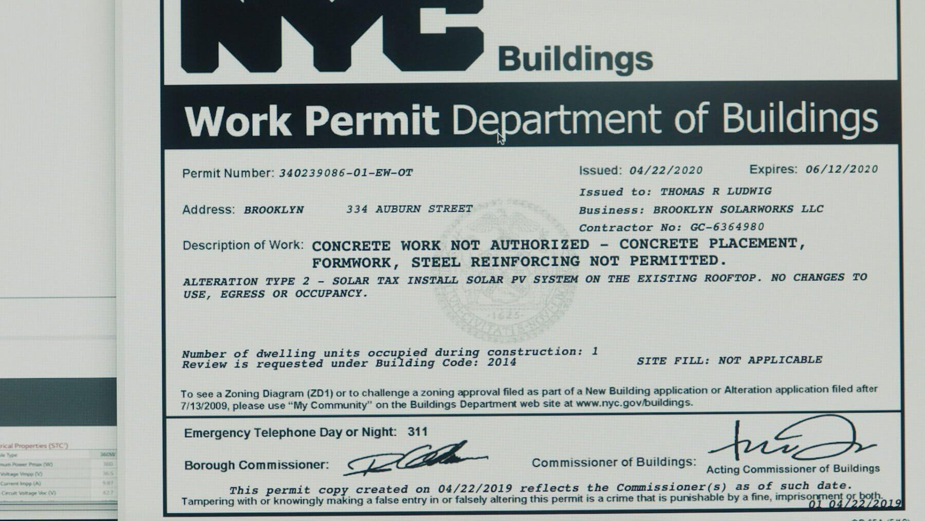 NYC DOC work permit
