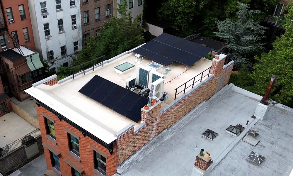Solar tilt rack on a renovated townhouse