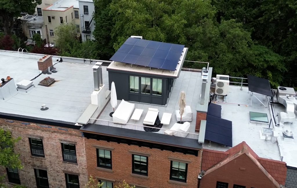 Solar panels on a renovated home
