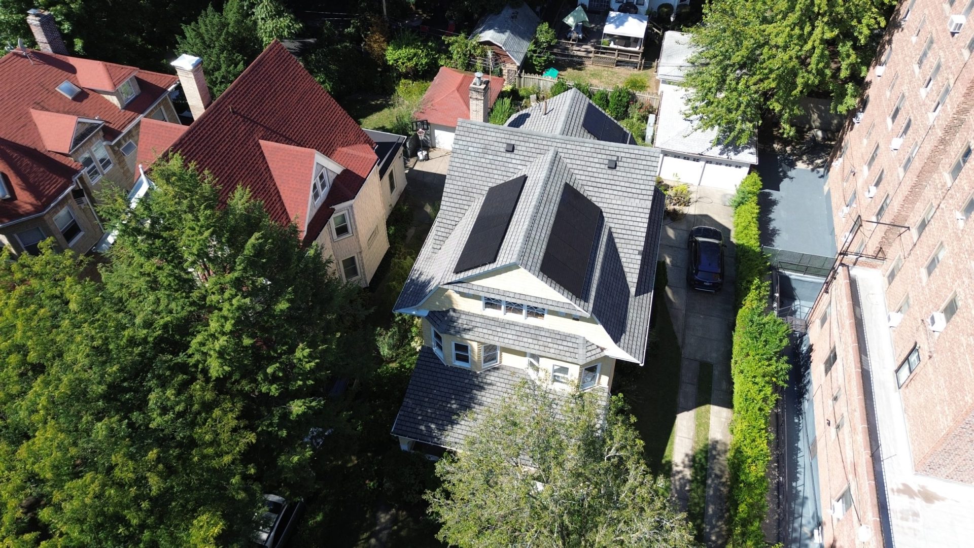 Solar panels on a house in Midwood Brooklyn