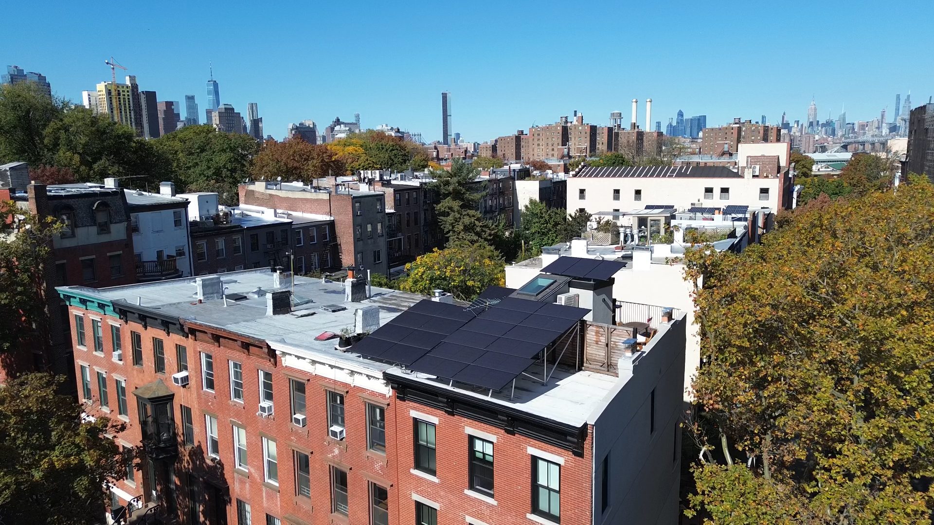Tilk rack solar system custom design on flat roof in Fort Greene, Brooklyn.
