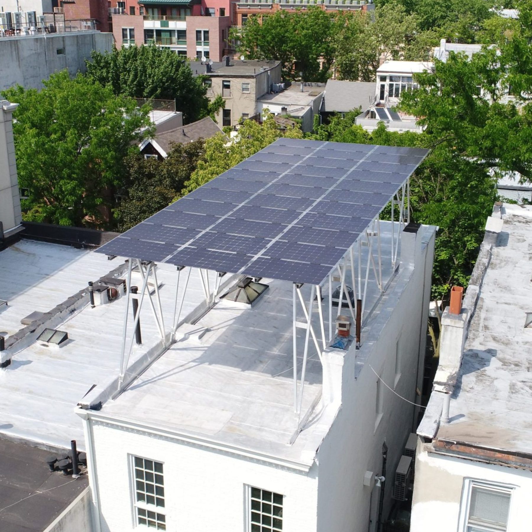 Solar canopy in Brooklyn, New York. Installed by Brookyln SolarWorks.