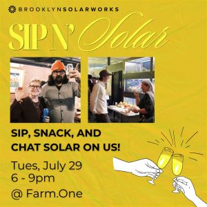 Brooklyn SolarWorks team members chatting with happy New Yorkers who are insterested in solar.