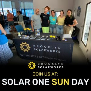 Brooklyn Solar team standing behind table