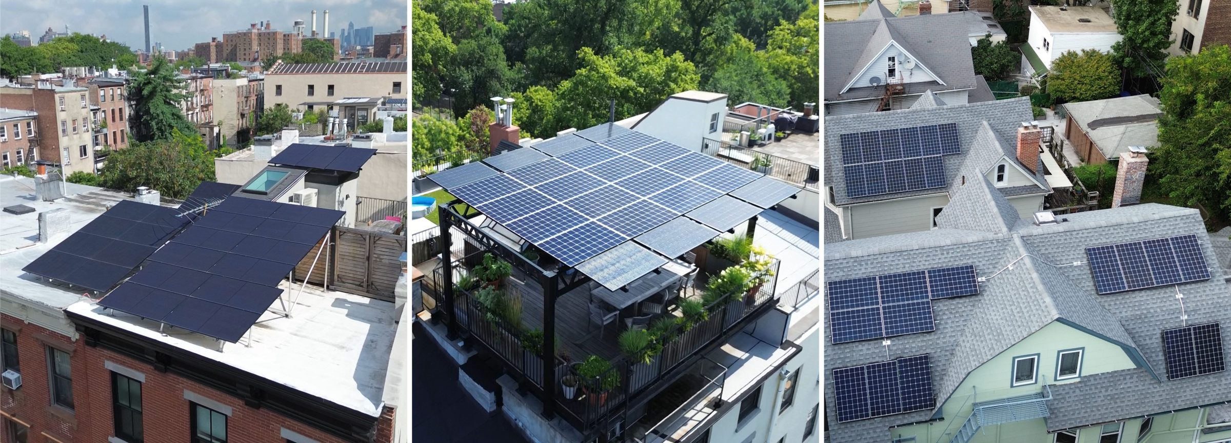 solar systems on flat and pitched roofs in New York City.